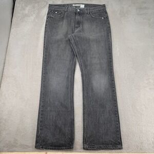 Y2K Lost Low Down Fit Bootcut Jeans Mens 36 Gray Flaws Denim Streetwear Grunge